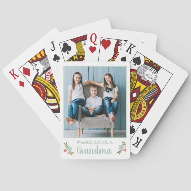 Baraja De Cartas Personalized Photo Grandma (Reverso)