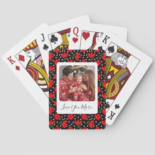 Baraja De Cartas Personalized Photo & Message Floral Playing Cards (Reverso)
