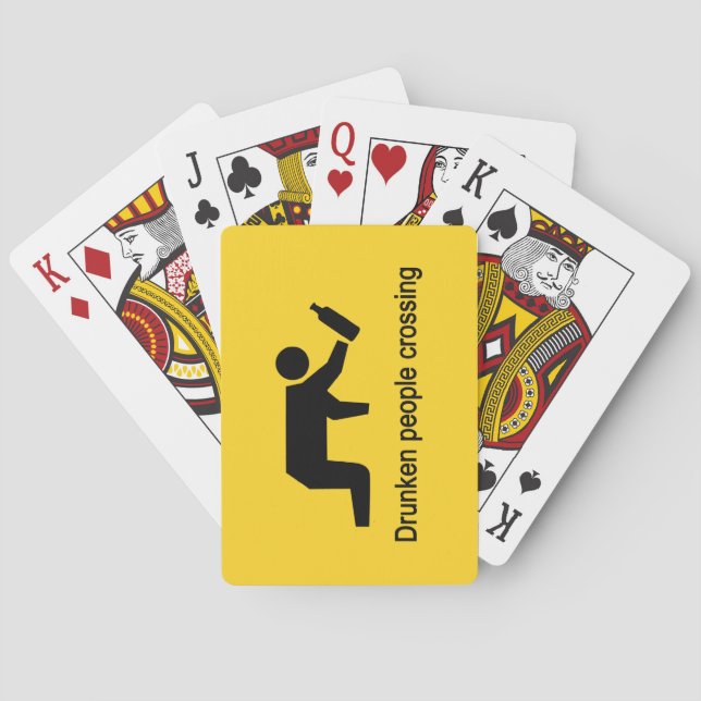 Baraja De Cartas Personas borrachas cruzando ⚠ Rótulo tailandés ⚠ (Reverso)