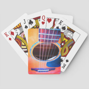 Baraja De Cartas Perspectiva de guitarra acústica Colores de la mús