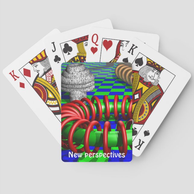 Baraja De Cartas Perspectiva Geométrica Resumen Ilusión Óptica (Reverso)
