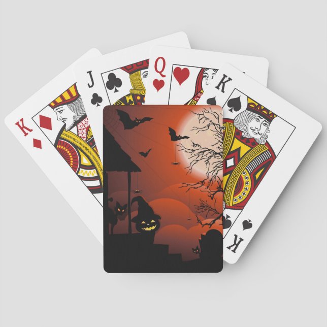 Baraja De Cartas Pesadilla de la luna sangrienta de Halloween (Reverso)