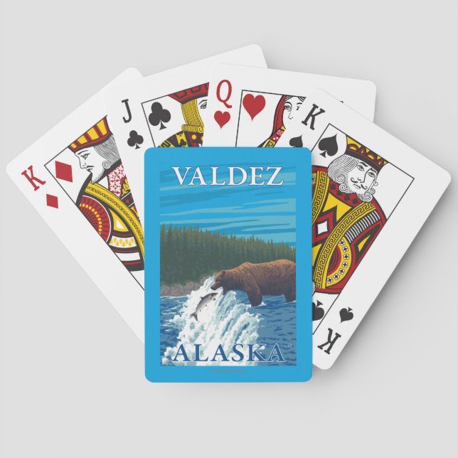 Baraja De Cartas Pesca del oso en el río - Valdez, Alaska (Reverso)