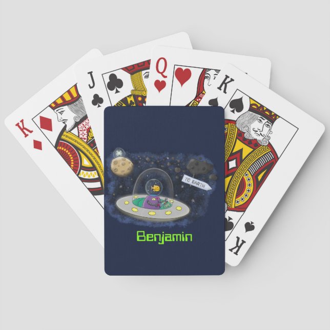 Baraja De Cartas Pescado alegre lindo del ilustracion del personali (Reverso)