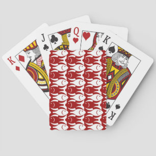 Baraja De Cartas Pescado moderno de medio siglo, rojo oscuro y blan
