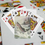 Baraja De Cartas Pescador vintage de trucha arco iris que pesca pes<br><div class="desc">Diseño deportivo de ilustracion de época con pescadores en un río. Una trucha arco iris chapotea y salta del agua.</div>