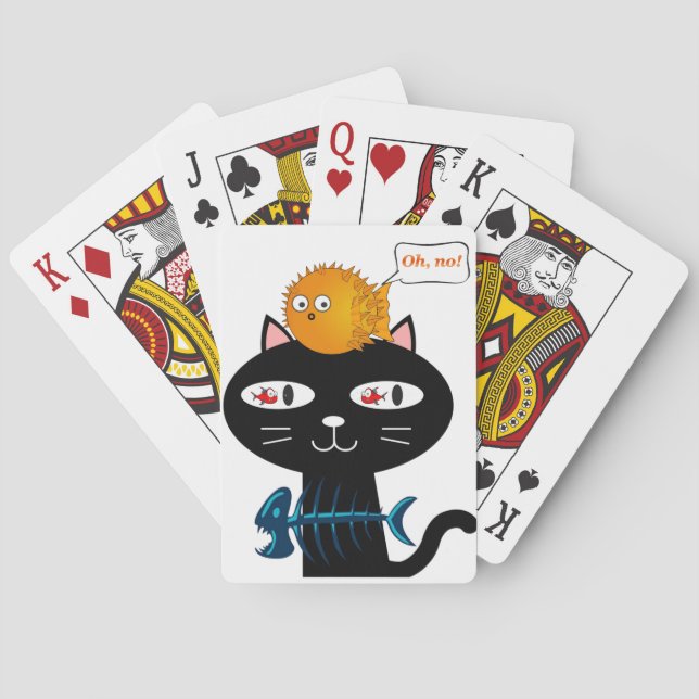 Baraja De Cartas Pescadores de gato negros en juego (Reverso)