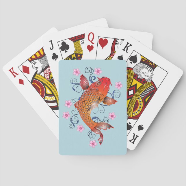 Baraja De Cartas Pescados bonitos de Koi del japonés (Reverso)