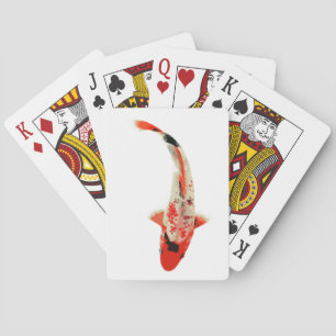 Baraja De Cartas Pescados rojos, blancos, y negros de Koi
