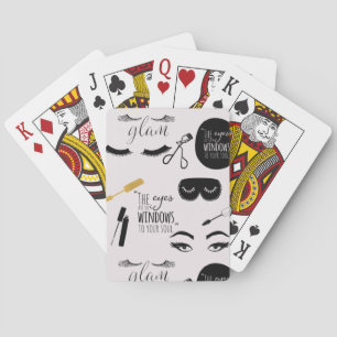 Baraja De Cartas Pestañas Negro Oro Glam Cumpleaños