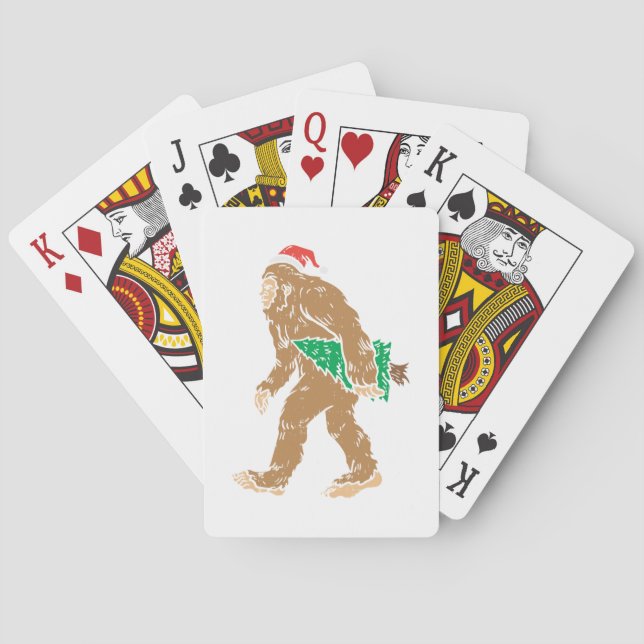 Baraja De Cartas Pie grande con árbol de Navidad Funny Sasquatch Xm (Reverso)