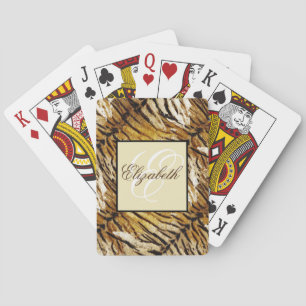 Baraja De Cartas Piel de tigre, monograma, elegante, tigre, rayado,