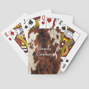 Baraja De Cartas Piel de vaca del Suroeste de Cream Brown