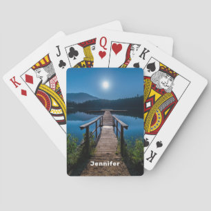 Baraja De Cartas Pier de noche bajo una luna llena
