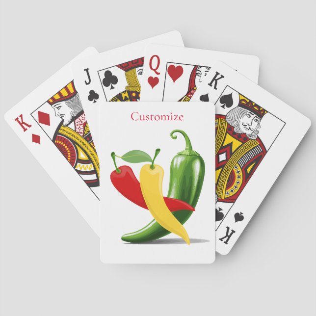 Baraja De Cartas Pimiento de chile verde amarillo rojo Thunder_Cove (Reverso)