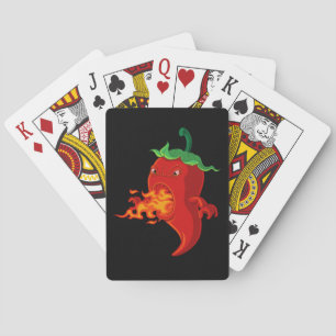 Baraja De Cartas pimiento picante rojo con llama