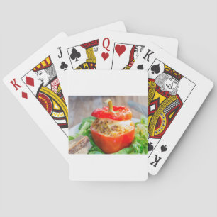 Baraja De Cartas Pimientos rellenos al horno con salsa de carne y q