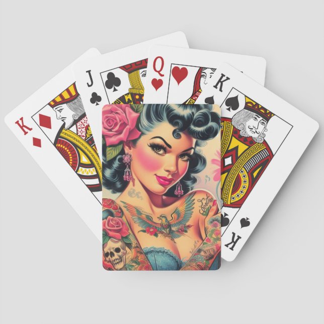 Baraja De Cartas Pin retro cute tatuoed (Reverso)