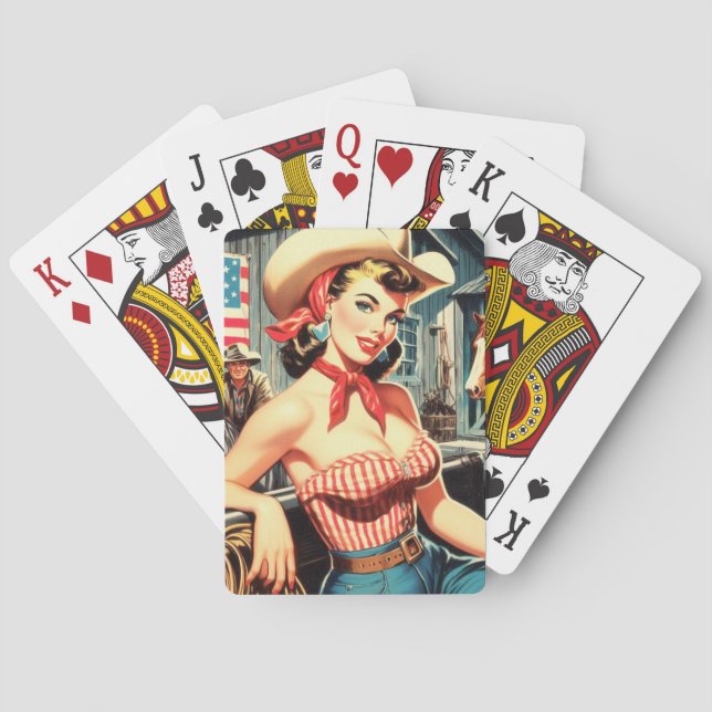 Baraja De Cartas Pin-up de Chica de país de cosecha (Reverso)