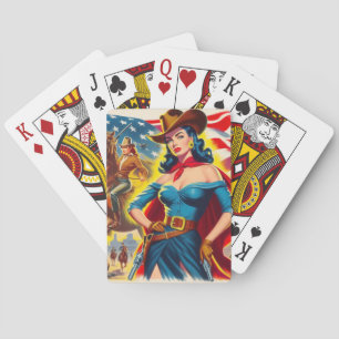 Baraja De Cartas Pin-up de vaca estadounidense