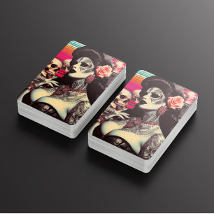 Baraja De Cartas Pin-up espeluznante de synthwave