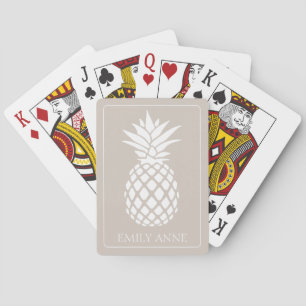 Baraja De Cartas Piña Blanca Elegante sobre Beige