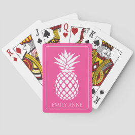 Baraja De Cartas Piña Blanca Elegante sobre Rosa