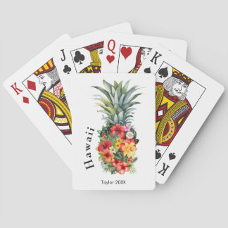 Baraja De Cartas Piña tropical hawaiana con flores, nombre familiar