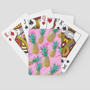 Baraja De Cartas Piñas Tropicales & Mármol Rosa Moderno Colorido