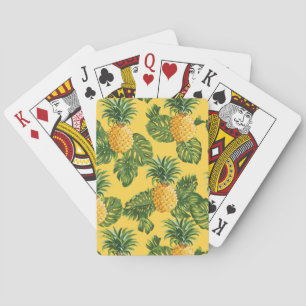Baraja De Cartas Piñas y hojas tropicales con oro