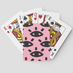 Baraja De Cartas Pincel acuarela de ojos, patrón de esbozo.