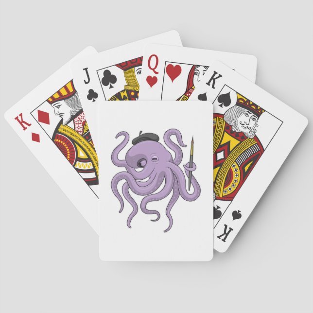 Baraja De Cartas Pincel de pintador de pulpo (Reverso)