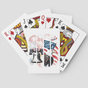 Baraja De Cartas Pincel patriótico - fuegos artificiales, bandera,