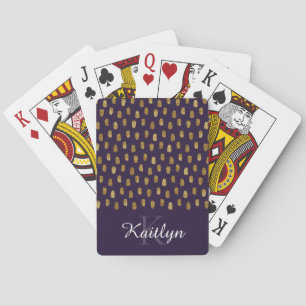 Baraja De Cartas Pinceladas de brillo dorado sobre púrpura