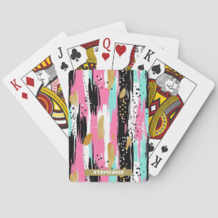 Baraja De Cartas Pinceles abstractos coloridos - Tinta y rosa (2)