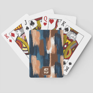 Baraja De Cartas Pinceles abstractos en azul, blanco y marrón