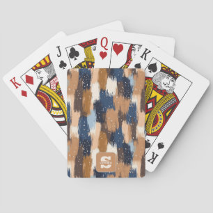 Baraja De Cartas Pinceles abstractos en azul, blanco y marrón (2)