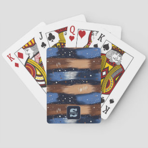 Baraja De Cartas Pinceles abstractos en azul, blanco y marrón (3)