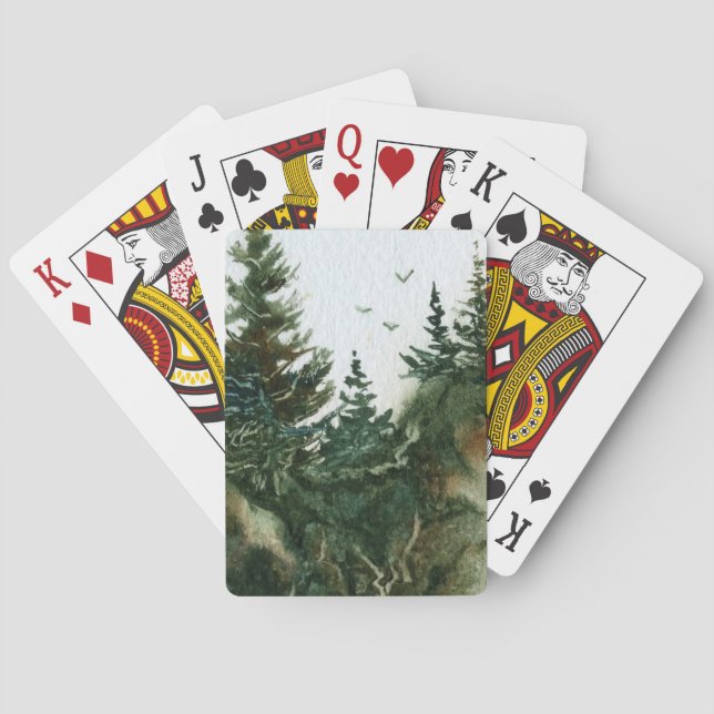 Baraja De Cartas Pine Trees sobre una roca pura (Reverso)