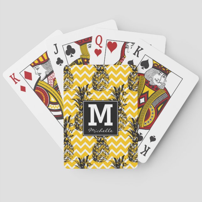 Baraja De Cartas Pineapple Zigzags | Monograma (Reverso)