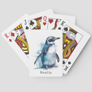 Baraja De Cartas Pingüino acuarela ártico azur, personalizado