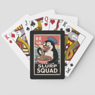 Baraja De Cartas Pingüino comiendo Ramen Funny Slurp Squad