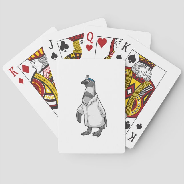 Baraja De Cartas Pingüino como Médica con abrigo de Médica (Reverso)