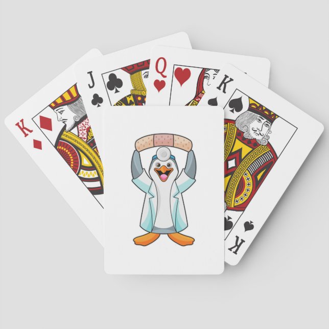 Baraja De Cartas Pingüino como Médica con yeso (Reverso)