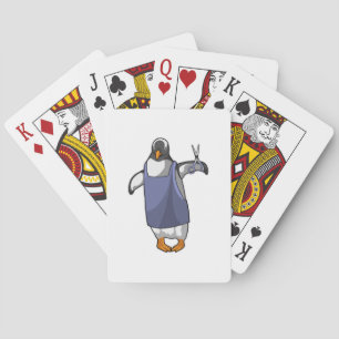 Baraja De Cartas Pingüino como peluquero con tijeras