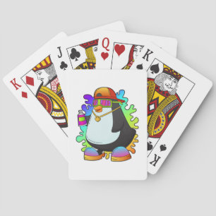 Baraja De Cartas Pingüino como pintor con rociado