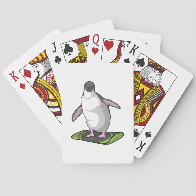 Baraja De Cartas Pingüino como snowboard (Reverso)
