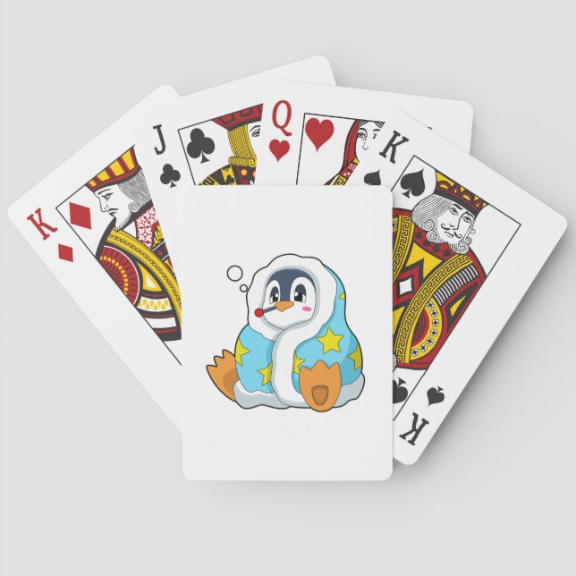 Baraja De Cartas Pingüino con termómetro clínico (Reverso)