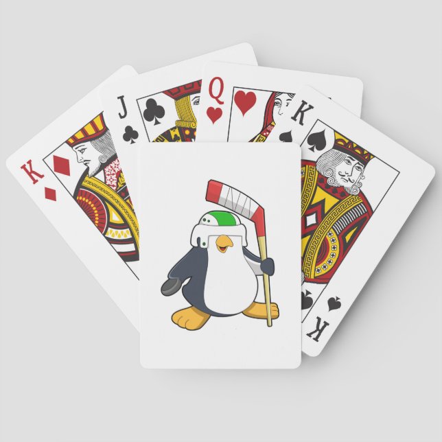 Baraja De Cartas Pingüino en hockey sobre hielo con bastón de hocke (Reverso)
