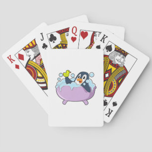 Baraja De Cartas Pingüino en la bañera con pato